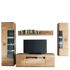 Wohnen Wohnzimmer Möbel Kombi Pontros in Eiche Bianco (vierteilig)