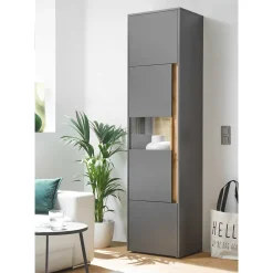 Wohnen Graue Möbel|Wohnwände*Wohnzimmer Möbel Wohnwand günstig - Ahilav (vierteilig)