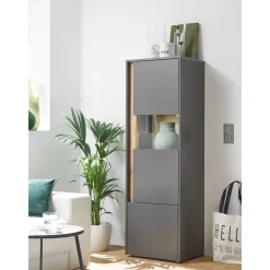 Wohnen Graue Möbel|Wohnwände*Wohnzimmer Möbel Wohnwand günstig - Ahilav (vierteilig)