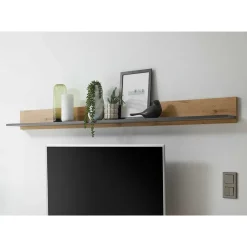 Wohnen Graue Möbel|Wohnwände*Wohnzimmer Möbel Wohnwand günstig - Ahilav (vierteilig)