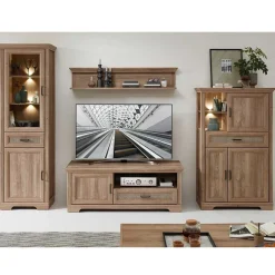 Wohnen Wohnwände|Wohnwand*Wohnzimmer Möbelset in Eiche NB - Barack (vierteilig)