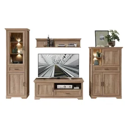 Wohnen Wohnwände|Wohnwand*Wohnzimmer Möbelset in Eiche NB - Barack (vierteilig)