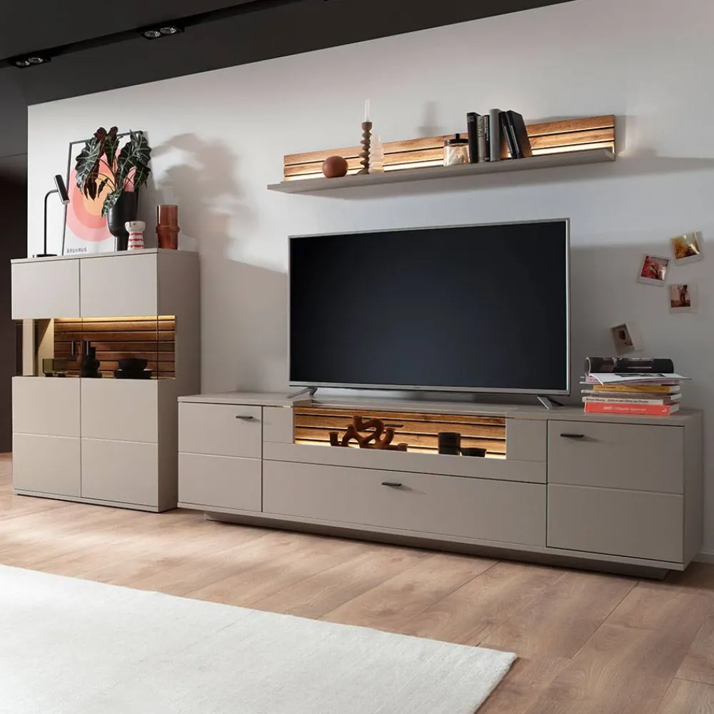 Wohnen Wohnzimmer Möbelset in Grau - Teorina (dreiteilig)