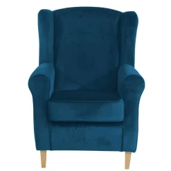 Wohnen Wohnzimmer Ohrensessel aus Samtvelours in Petrol - Torabus