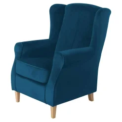Wohnen Wohnzimmer Ohrensessel aus Samtvelours in Petrol - Torabus