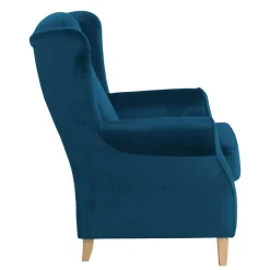 Wohnen Wohnzimmer Ohrensessel aus Samtvelours in Petrol - Torabus