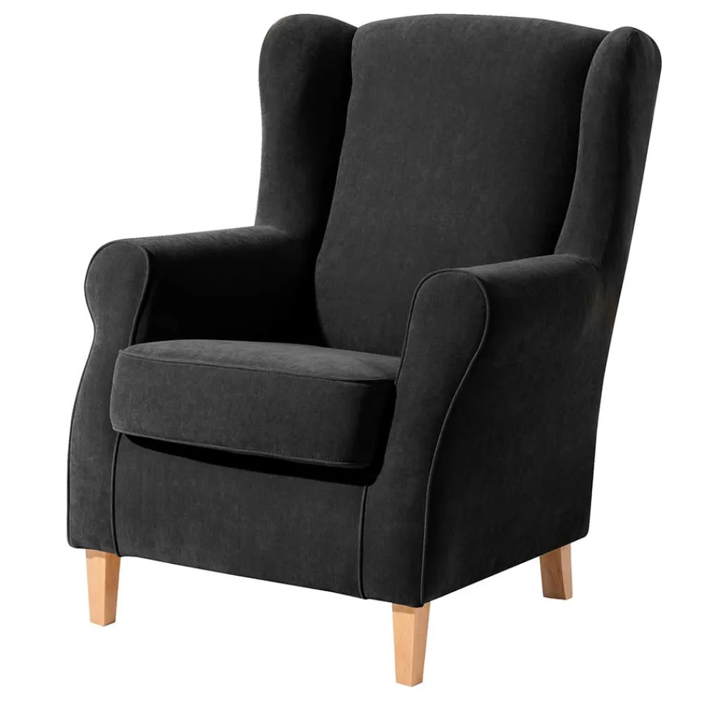 Wohnen Wohnzimmer Ohrensessel in Schwarz - Lirionica