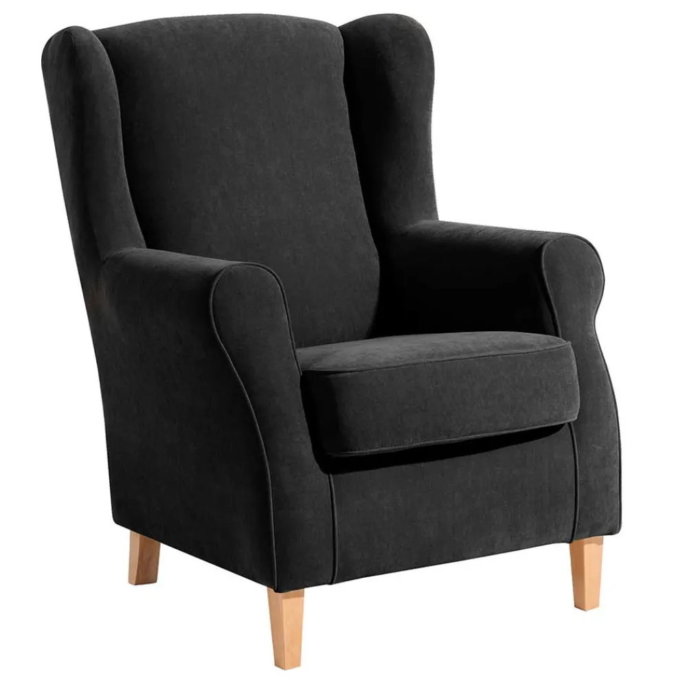 Wohnen Wohnzimmer Ohrensessel in Schwarz - Lirionica