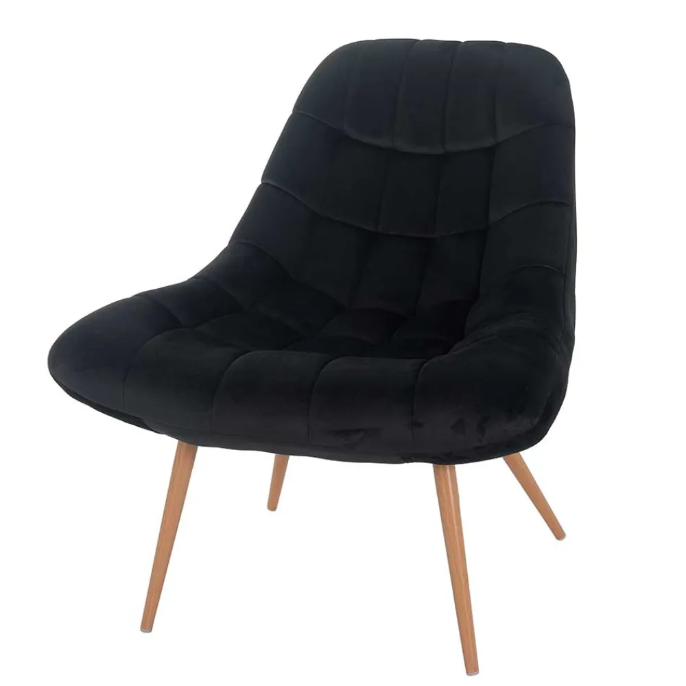 Wohnen Retro Möbel|Sessel*Wohnzimmer Samtstuhl in Schwarz - Nocina