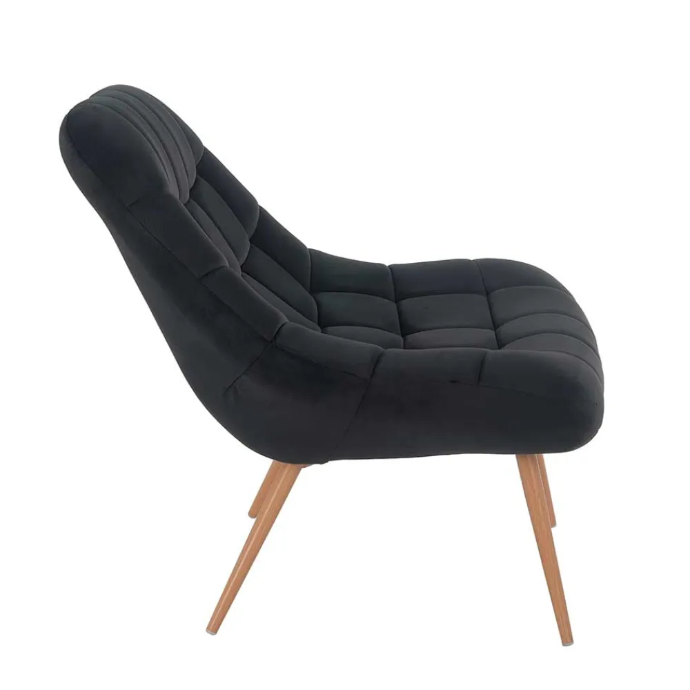 Wohnen Retro Möbel|Sessel*Wohnzimmer Samtstuhl in Schwarz - Nocina