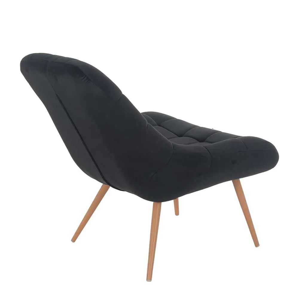 Wohnen Retro Möbel|Sessel*Wohnzimmer Samtstuhl in Schwarz - Nocina