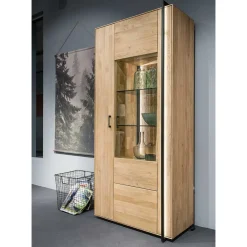 Wohnen Wohnzimmer Schrank aus Asteiche Massivholz & Glas - Clenza