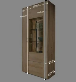 Wohnen Wohnzimmer Schrank aus Asteiche Massivholz & Glas - Clenza