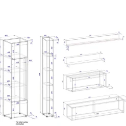 Wohnen Wohnzimmer Schrank Kombi in Anthrazit - Ahilav (sechsteilig)