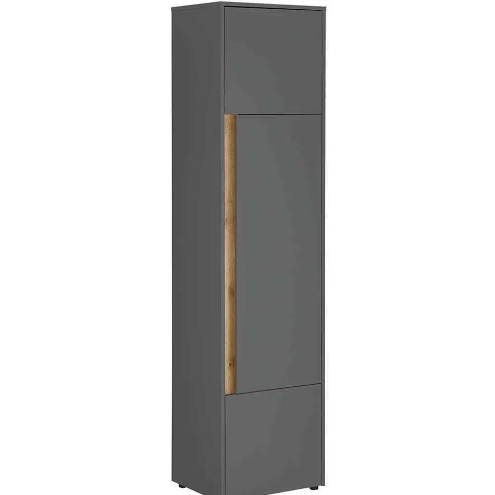 Wohnen Wohnzimmer Schrank Kombi in Anthrazit - Ahilav (sechsteilig)