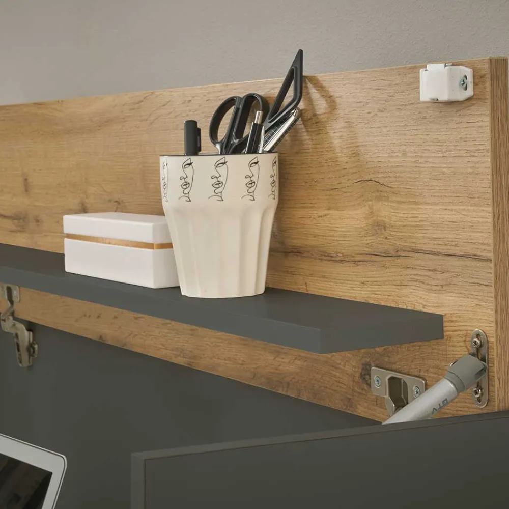 Wohnen Wohnzimmer Schrank Kombi in Anthrazit - Ahilav (sechsteilig)