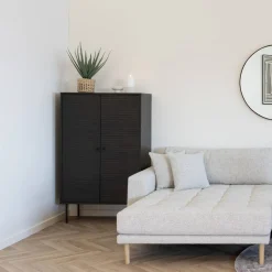 Wohnen Retro Möbel|Wohnzimmerschränke*Wohnzimmer Schrank mit dunklem Furnier in Braun - Wega