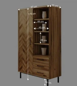 Wohnen Wohnzimmer Schrank mit Tür Fischgrät Optik - Kerfa