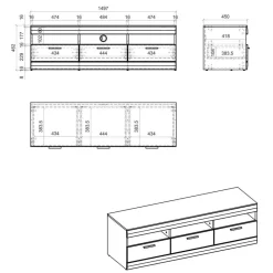 Wohnen Wohnzimmer Schrank Set in Hellgrau & Zinneiche - Lioscas (vierteilig)