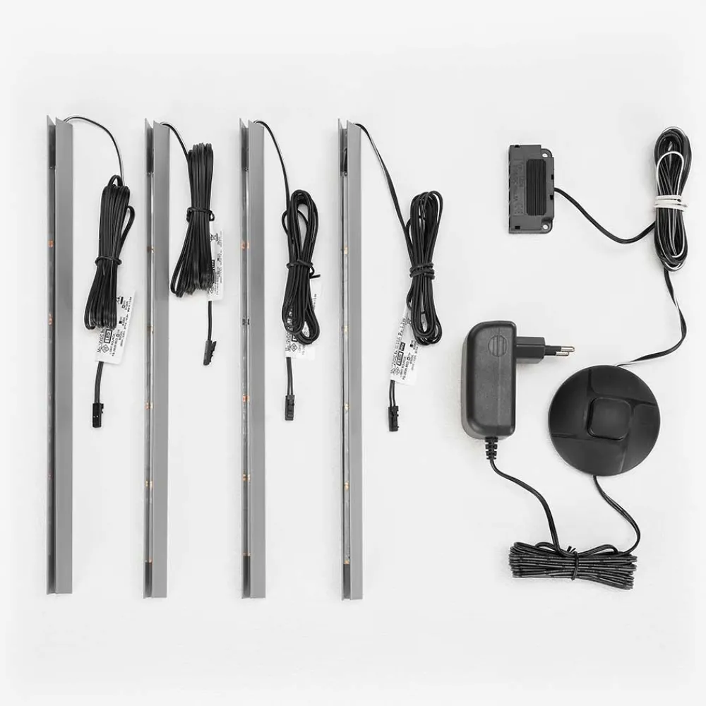 Wohnen Wohnzimmer Schrank Set in Hellgrau & Zinneiche - Lioscas (vierteilig)