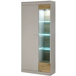 Wohnen Wohnzimmer Schrank Set in Hellgrau & Zinneiche - Lioscas (vierteilig)