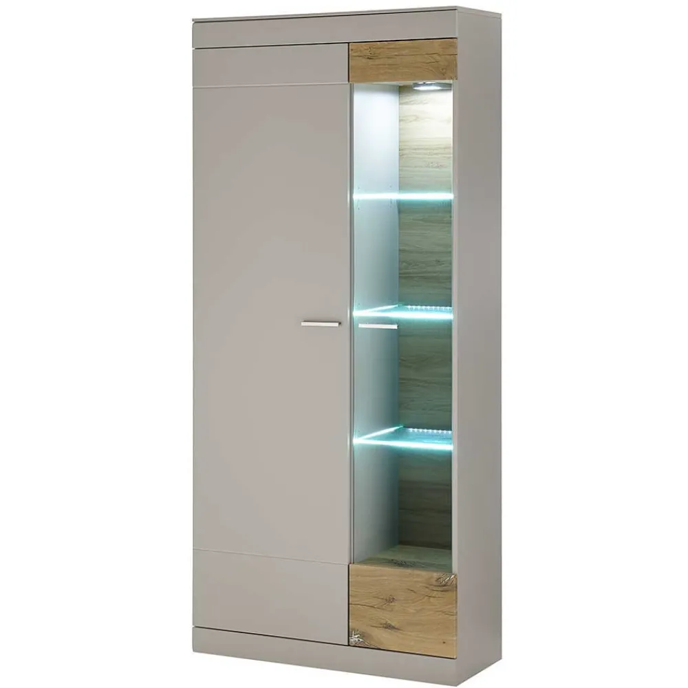 Wohnen Wohnzimmer Schrank Set in Hellgrau & Zinneiche - Lioscas (vierteilig)