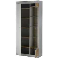 Wohnen Wohnzimmer Schrank Set in Hellgrau & Zinneiche - Lioscas (vierteilig)