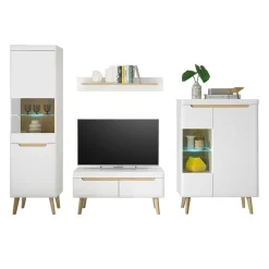 Wohnen Wohnwände|Wohnwand*Wohnzimmer Schrankset im Skandi Design - Ginko (vierteilig)