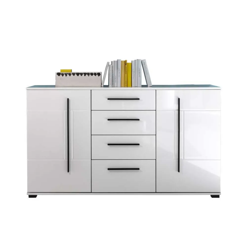 Wohnen Designermöbel|Wohnwände*Wohnzimmer Schrankwand Jetongos in Weiß Hochglanz (vierteilig)