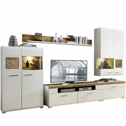 Wohnen Wohnwände|Wohnwand*Wohnzimmer Schrankwand Lisepio mit Beleuchtung (fünfteilig)