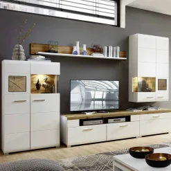 Wohnen Wohnwände|Wohnwand*Wohnzimmer Schrankwand Lisepio mit Beleuchtung (fünfteilig)