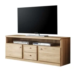 Wohnen Wohnzimmer Schrankwand Smonia aus Wildeiche hell (vierteilig)