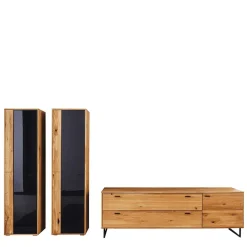 Wohnen Wohnwände|Wohnwand*Wohnzimmer Schränke aus Wildeiche & Metall - Flacona (dreiteilig)