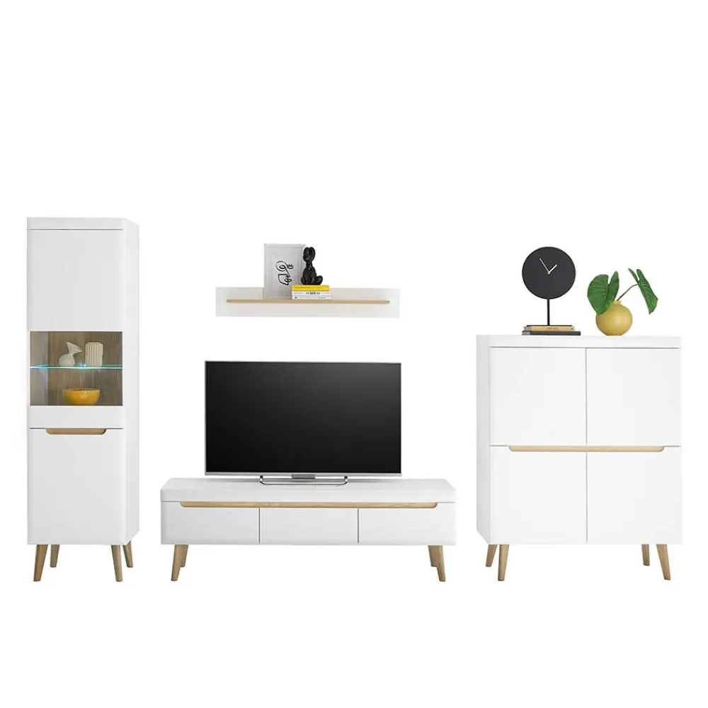 Wohnen Skandinavische Möbel|Wohnzimmerschränke*Wohnzimmer Schränke und Wandboard Set - Ginko (vierteilig)