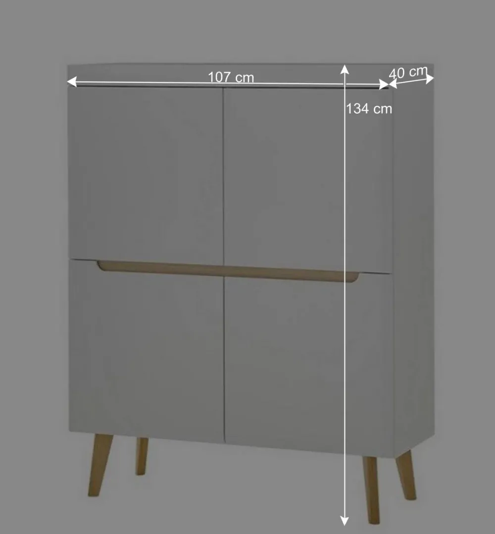 Wohnen Skandinavische Möbel|Wohnzimmerschränke*Wohnzimmer Schränke und Wandboard Set - Ginko (vierteilig)