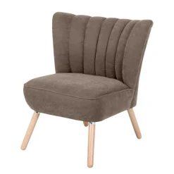 Wohnen Wohnzimmer Sessel in Beigegrau Velours - Vomano