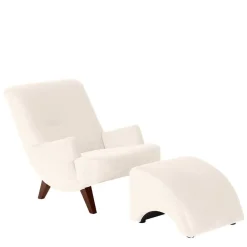 Wohnen Weiße Möbel|Braune Möbel*Wohnzimmer Sessel in Cremeweiß Samtvelours - Chalil