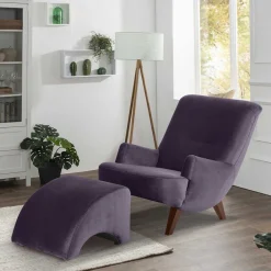 Wohnen Braune Möbel|Sessel & Hocker*Wohnzimmer Sessel in Dunkellila und Nussbaum - Ignacio