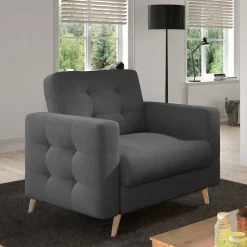 Wohnen Wohnzimmer Sessel in Platingrau mit Punktsteppung - Formicas