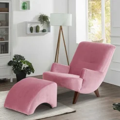 Wohnen Wohnzimmer Sessel in Rosa und Nussbaum - Jily