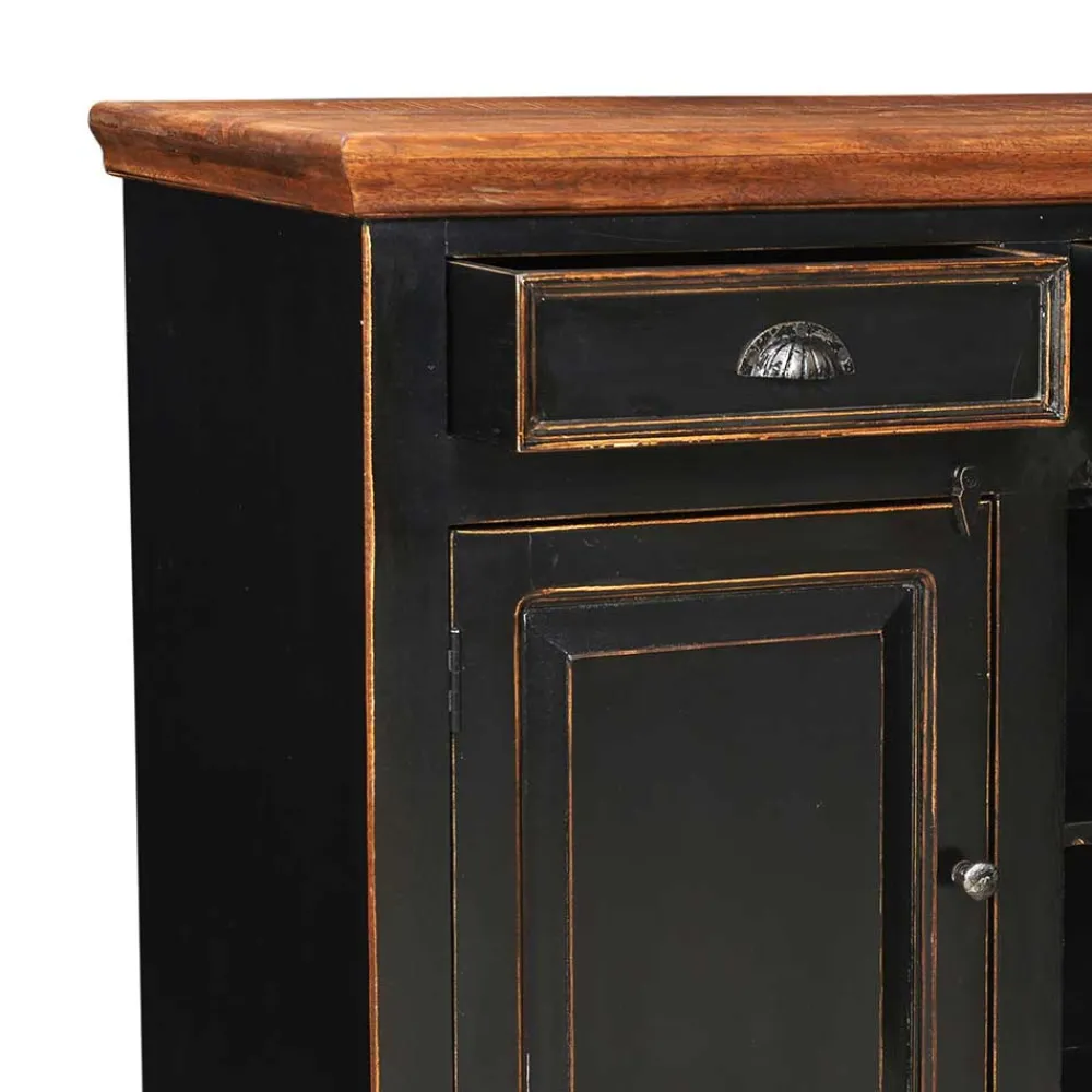 Wohnen Kolonialmöbel*Wohnzimmer Sideboard Sentiments in Schwarz