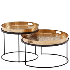 Wohnen Wohnzimmer Tablett-Tische in Gold - Viborg (zweiteilig)