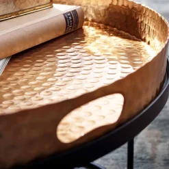 Wohnen Wohnzimmer Tablett-Tische in Gold - Viborg (zweiteilig)