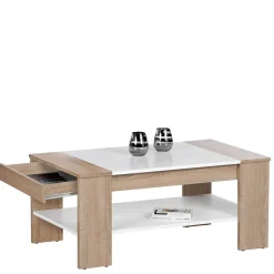 Wohnen Wohnzimmer Tisch in Weiß & Sonoma-Eiche - Dranico