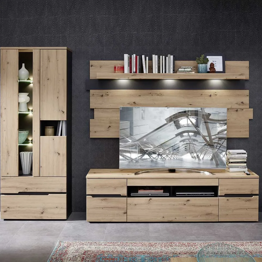 Wohnen Wohnzimmer TV Anbauwand in Wildeiche - Kuetra (dreiteilig)