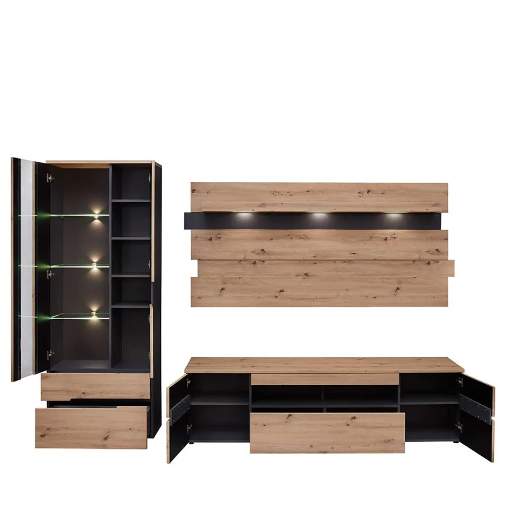 Wohnen Wohnzimmer TV Anbauwand in Wildeiche - Kuetra (dreiteilig)