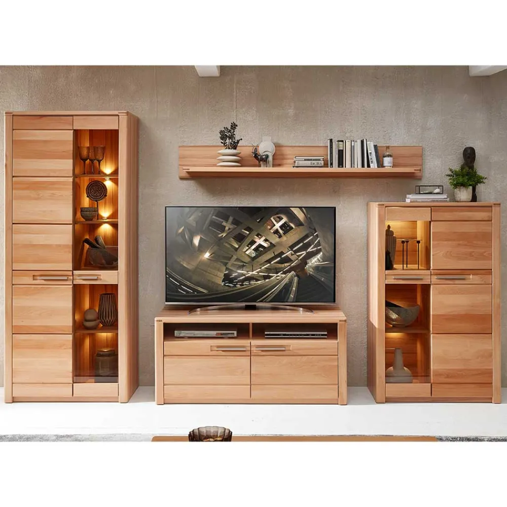 Wohnen Wohnzimmer TV Anbauwand Möbelset - Amyonta (vierteilig)