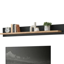 Wohnen Wohnwände|Wohnwand*Wohnzimmer TV Wohnwand in Grau mit Wildeiche - Lionel (vierteilig)