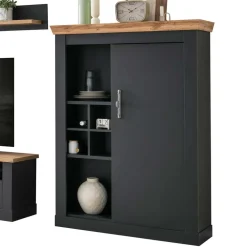 Wohnen Wohnwände|Wohnwand*Wohnzimmer TV Wohnwand in Grau mit Wildeiche - Lionel (vierteilig)