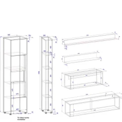 Wohnen Wohnzimmerschränke*Wohnzimmer TV-Anbauwand Set - Ahilav (sechsteilig)